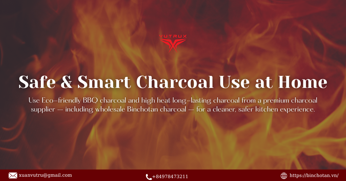 Grilled food on a charcoal stove using eco-friendly BBQ charcoal, showcasing intense flames from high heat long-lasting charcoal provided by a premium charcoal supplier, featuring clean-burning wholesale Binchotan charcoal ideal for home kitchen use.